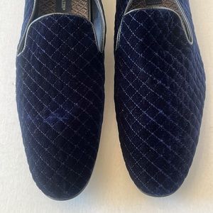 Giorgio Brutini Navy Quilted Velour SlipOns Size 15